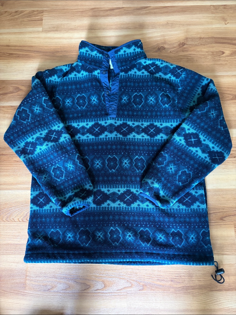 Vintage LL Bean T Snap Pullover Fleece Blue Retro